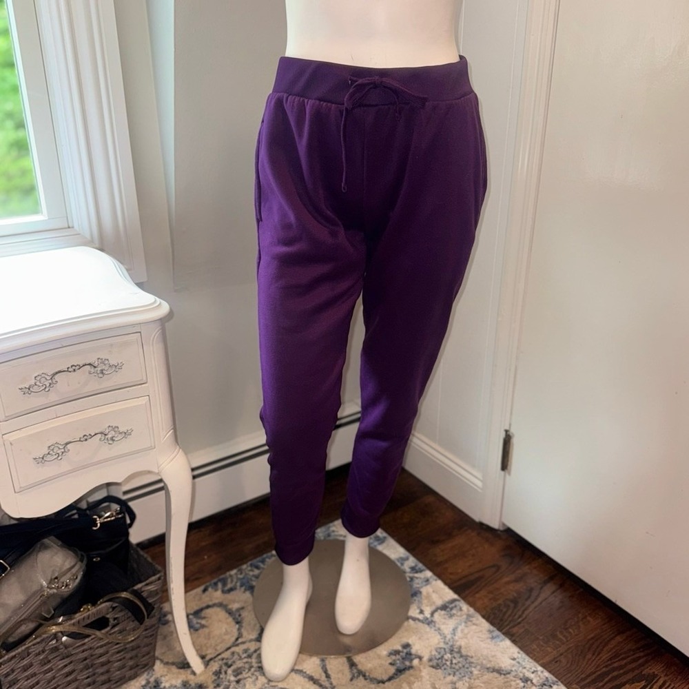 Unbranded Purple Fleece-Lined Jogger Sweatpants w/ Side Pockets | Juniors M